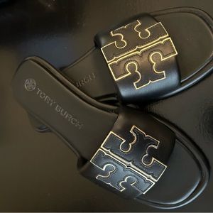 Like New Tory Burch Double-T sport leather slides!